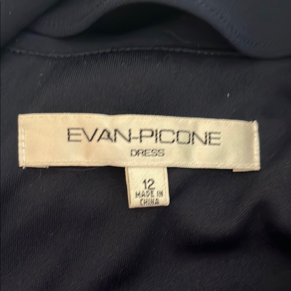 Evan Picone Navy Layered Midi Dress sz 10 - Picture 4 of 4